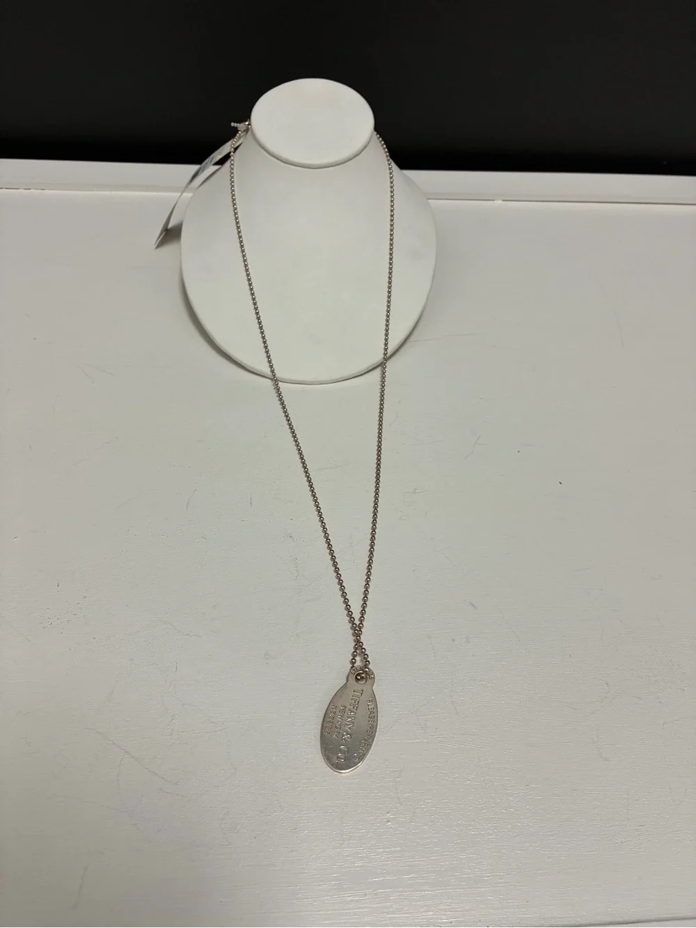 Tiffany & Co. Sterling Silver Return to Tiffany Oval Tag Necklace on Ball Chain